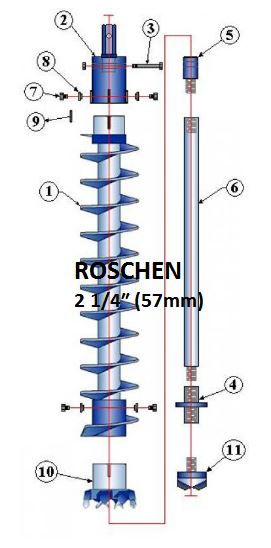 Double Key Hollow Stem Auger 2 1/4 de polegada